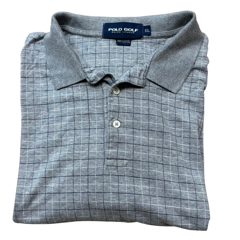 Vintage Polo Golf Ralph Lauren Polo Shirt Men's XL Heather Gray Windowpane Check